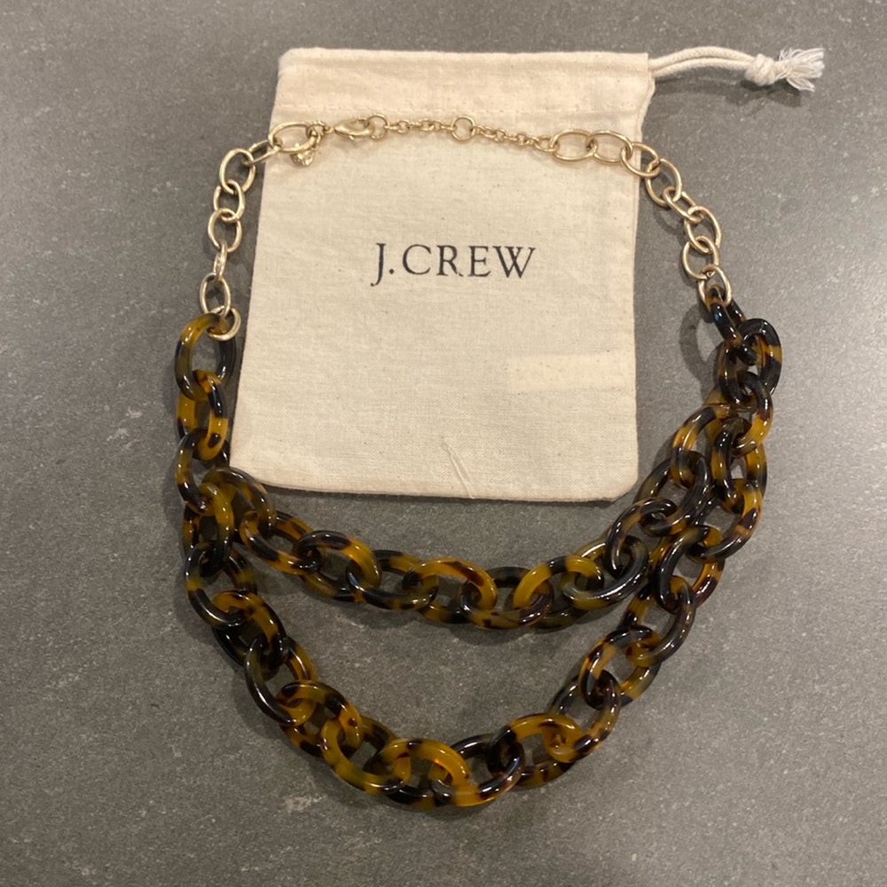 J crew tortoise shell chain link necklace